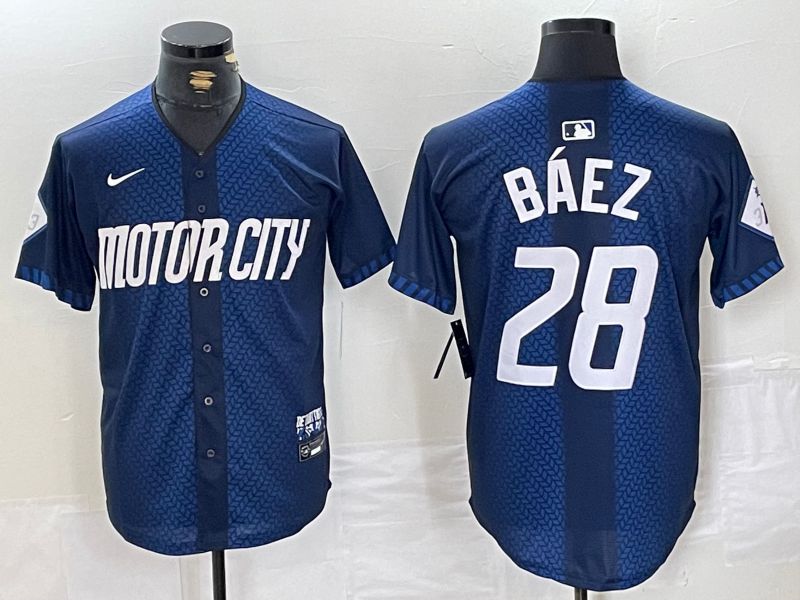 Men Detroit Tigers 28 Baez Blue City Edition Nike 2024 MLB Jersey style 4